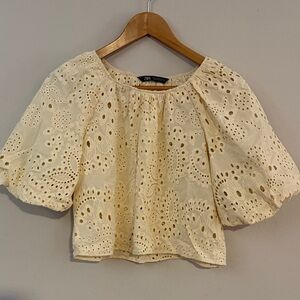 Zara Cream Eyelet Blouse